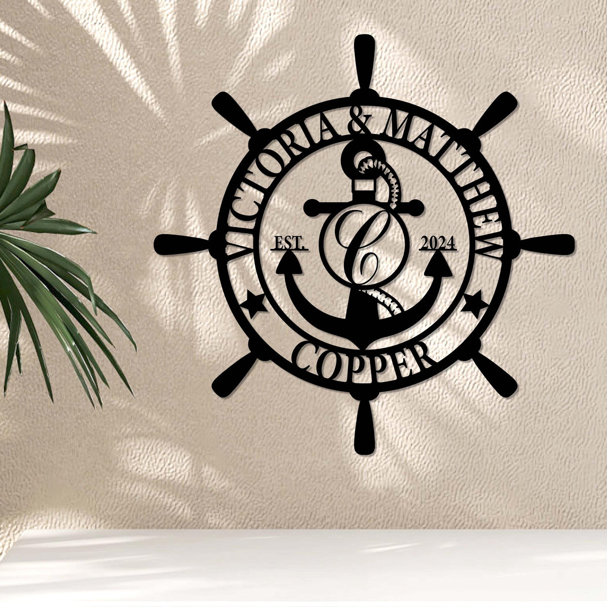 Personalized Metal Anchor Name Sign Led Light, Marine Metal Sign, Custom Sailor Name, Nautical Lovers Gift, Anniversary Gift, Christmas Gift