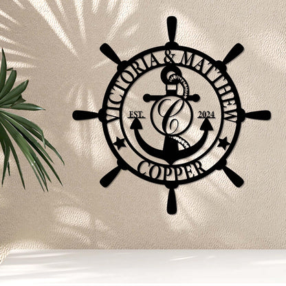 Personalized Metal Anchor Name Sign Led Light, Marine Metal Sign, Custom Sailor Name, Nautical Lovers Gift, Anniversary Gift, Christmas Gift