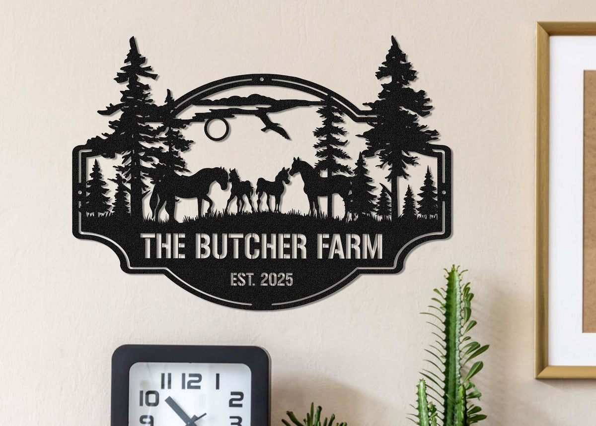 Custom Horse Ranch Custom Metal Name Signs, Last Name Signs for Home, Metal Outdoor Signs, Horse Lover Gift, Metal Farmhouse Sign Dad Gift