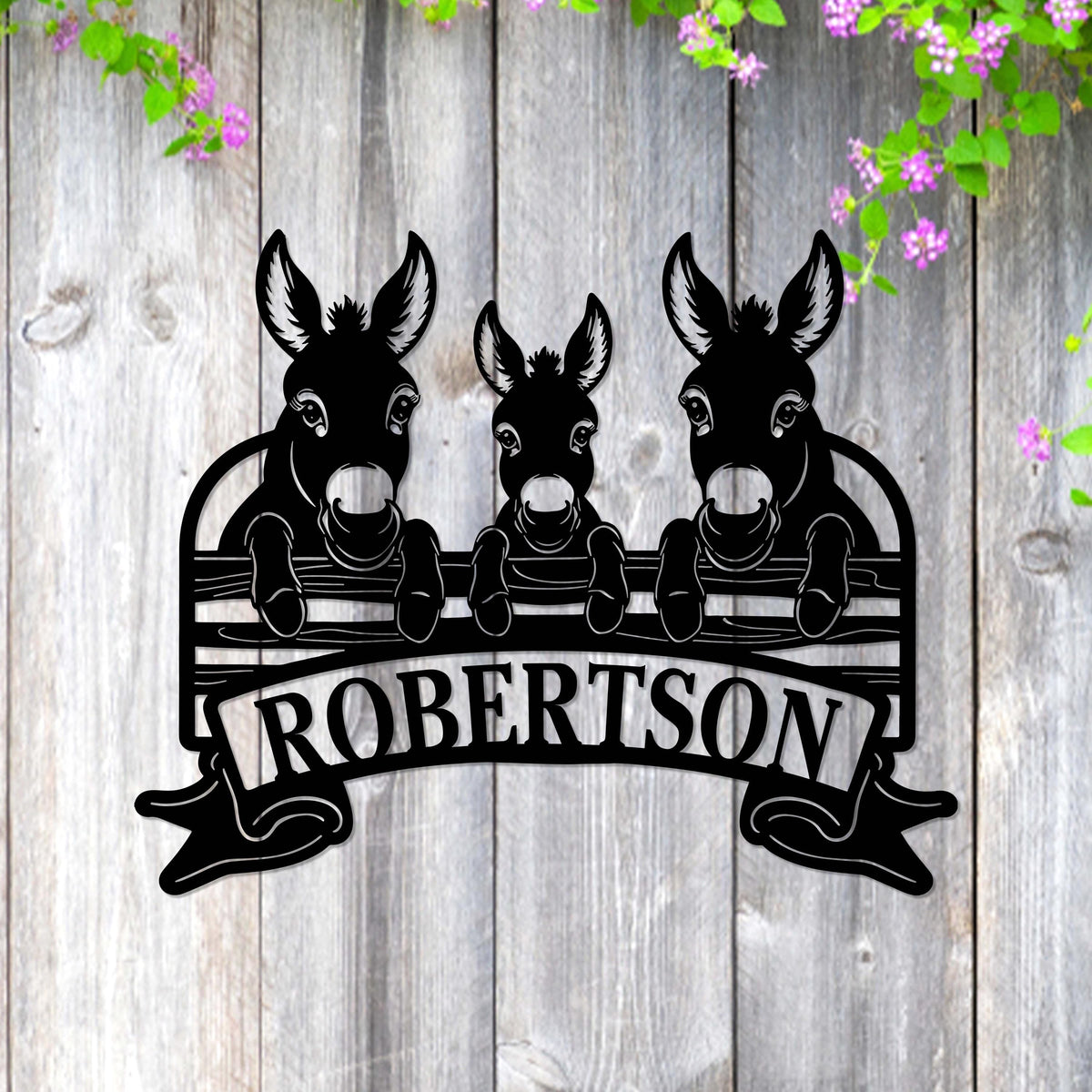 Personalized Donkey Farm Metal Signs, Donkey Metal Wall Art, Donkey Family Sign, Custom Farm Name Sign, Ranch Sign, Farmhouse Decor, Farmer