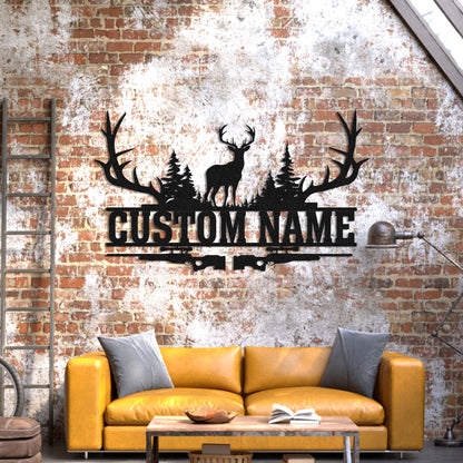 Custom Deer Metal Sign Wall, Outdoor Hanging, Hunter Gift, Family Name Sign, Deer Hunting Sign, Deer Hunter Gift, Cabin Decor, Outdoor Decor
