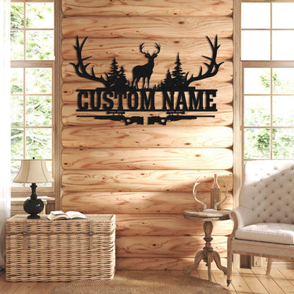 Custom Deer Metal Sign Wall, Outdoor Hanging, Hunter Gift, Family Name Sign, Deer Hunting Sign, Deer Hunter Gift, Cabin Decor, Outdoor Decor