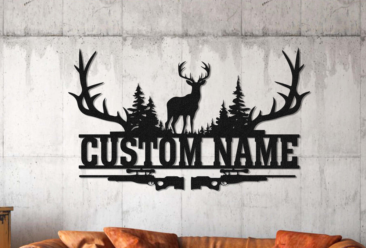 Custom Deer Metal Sign Wall, Outdoor Hanging, Hunter Gift, Family Name Sign, Deer Hunting Sign, Deer Hunter Gift, Cabin Decor, Outdoor Decor