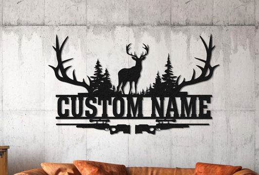 Custom Deer Metal Sign Wall, Outdoor Hanging, Hunter Gift, Family Name Sign, Deer Hunting Sign, Deer Hunter Gift, Cabin Decor, Outdoor Decor
