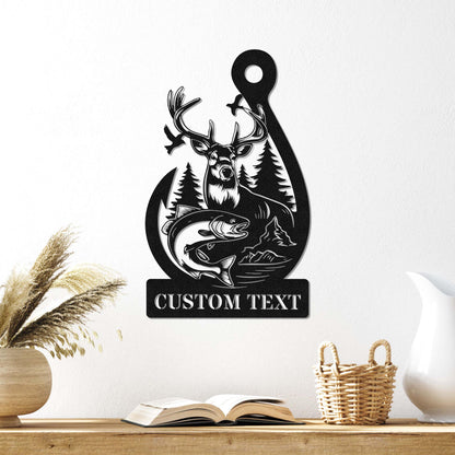 Custom Deer Hunting And Fishing Metal Sign Wall Art Hunter Sign Decoration For Home, Deer Hunting Home Decor Housewarming Gift for dad mom