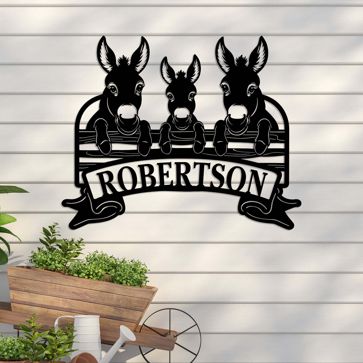 Personalized Donkey Farm Metal Signs, Donkey Metal Wall Art, Donkey Family Sign, Custom Farm Name Sign, Ranch Sign, Farmhouse Decor, Farmer