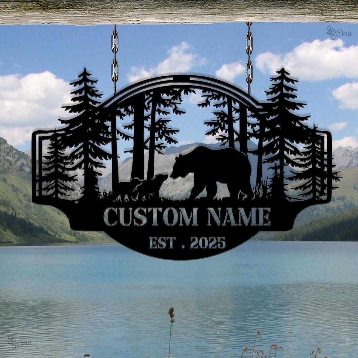 Personalized Metal Bear Sign Wall Art, Bear Cabin Sign Metal, Cabin Decor, Outdoor Metal Sign, Hunter Gift, Hunting Sign, Bear Family Sign