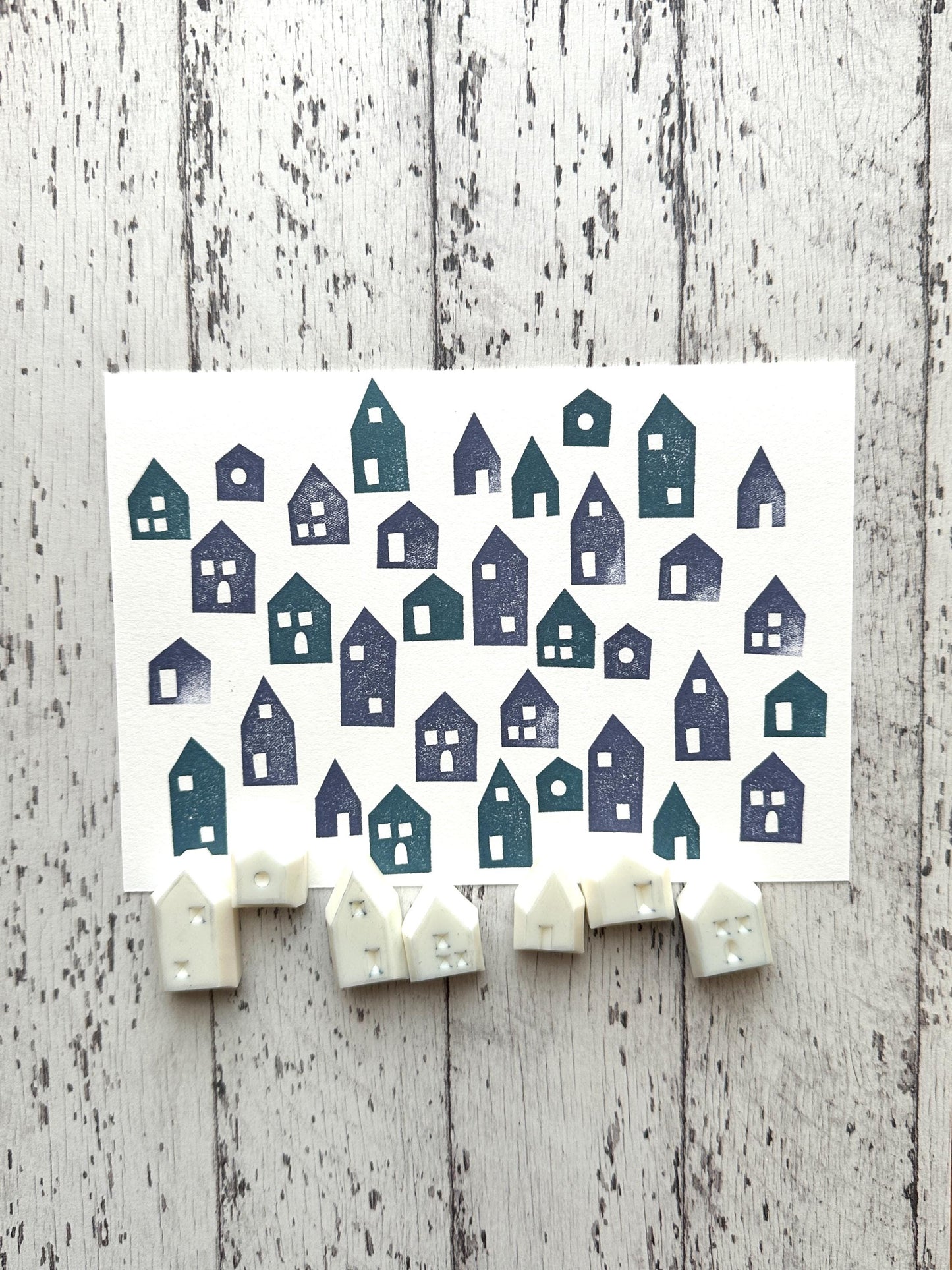 House Rubber Stamp Set | Hand Carved Stamps | Card Making | Style No.2