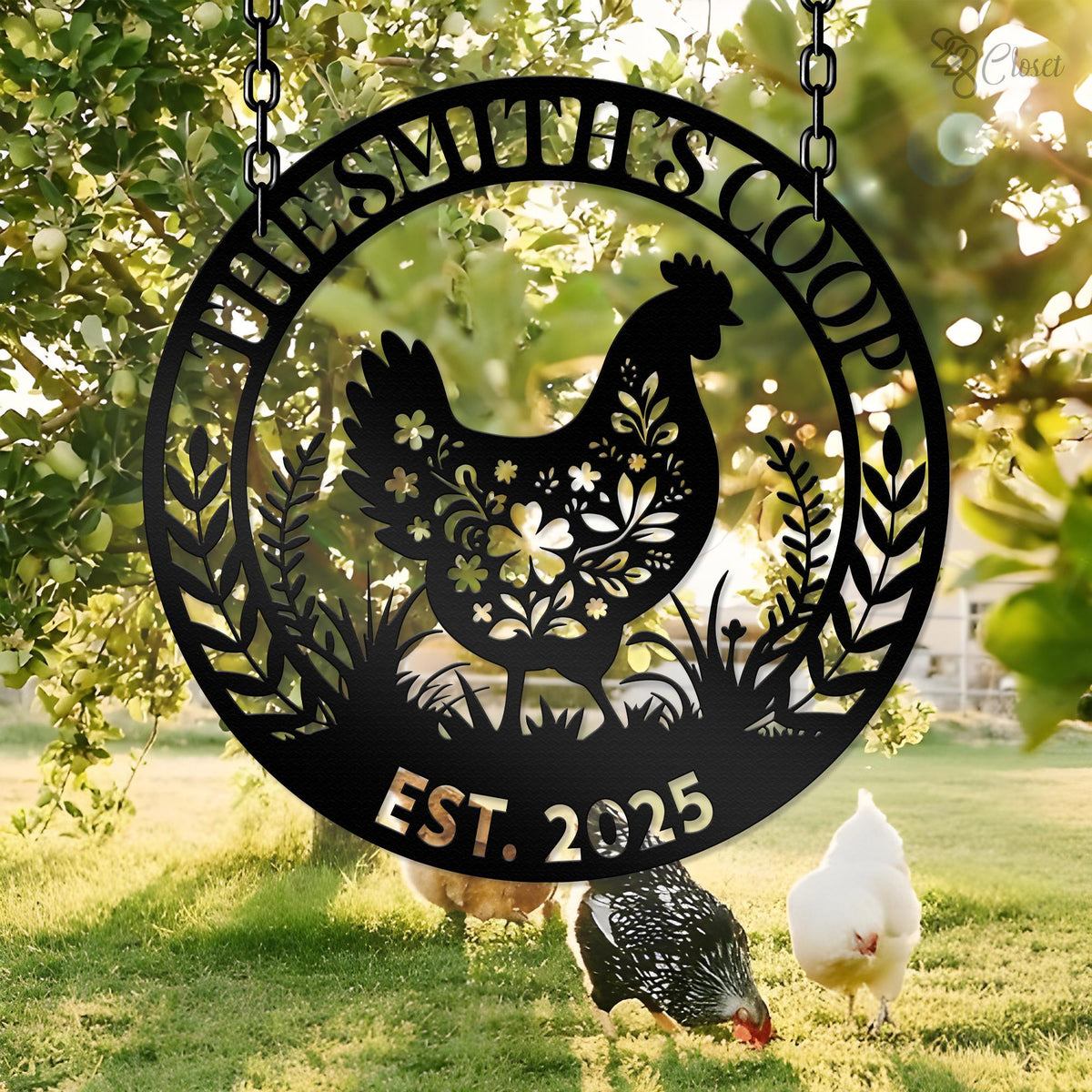 Custom Metal Chicken Coop Sign, Personalized Farm Metal Sign, Custom Rustic Sign, Rooster Metal Wall hanging, Christmas Décor, Welcome Metal