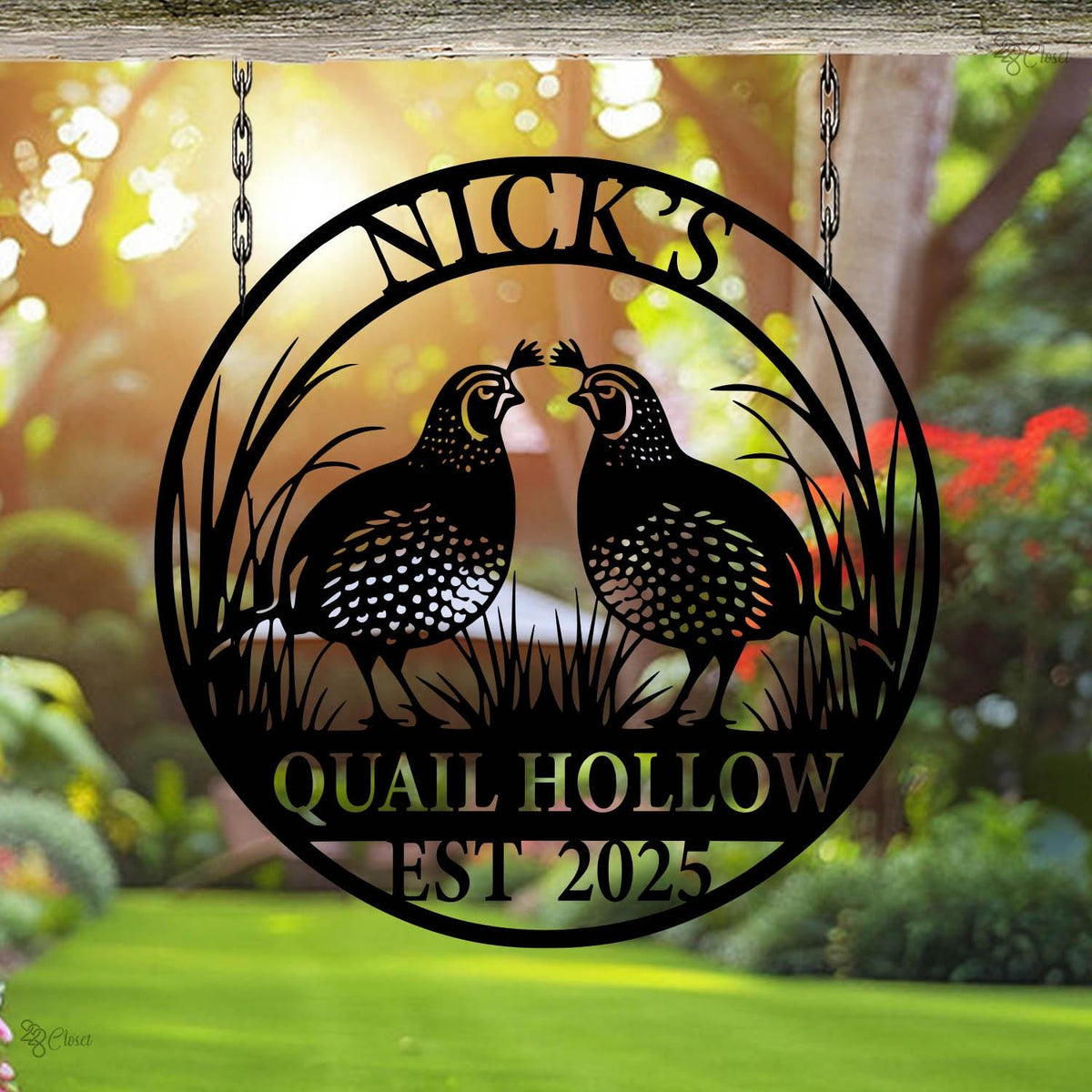 Personalized Metal Farm Sign with Birds, Custom Metal Quail Sign, Ranch Name Wall Art, Metal Sign with Quail Birds, Gift for Dad, Home Decor