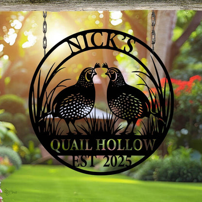 Personalized Metal Farm Sign with Birds, Custom Metal Quail Sign, Ranch Name Wall Art, Metal Sign with Quail Birds, Gift for Dad, Home Decor