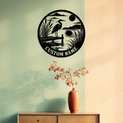 Custom Heron Metal Wall, Personalized Heron Name Sign, Decor For Room, Heron Metal Sign, Gift for dad, Animal Sign, Heron Gift,Birthday Gift