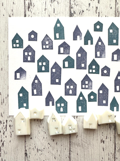 House Rubber Stamp Set | Hand Carved Stamps | Card Making | Style No.2