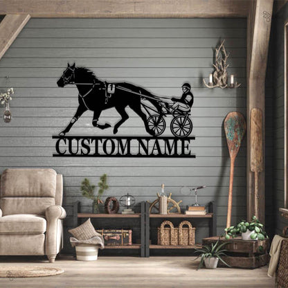 Custom Harness Racing Metal Sign, Personalized Horse Trot Wall, Equestrian Lover Gift, Harness Racer Metal, Equestrian Racing Sign, Dad Gift