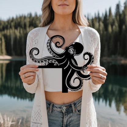 Metal Octopus Wall Decor, Nautical Octopus Wall Art, Ocean Animal Wall Hanging, Sea Animal Metal Sign,Octopus decor,Beach house art,Dad Gift