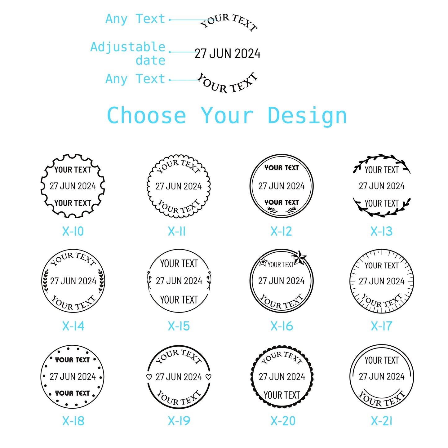 Adjustable Date Stamp with Custom Text, Self Inking Stamp, Personalized Date Stamp, Planner Stamp, Custom Date Stamp