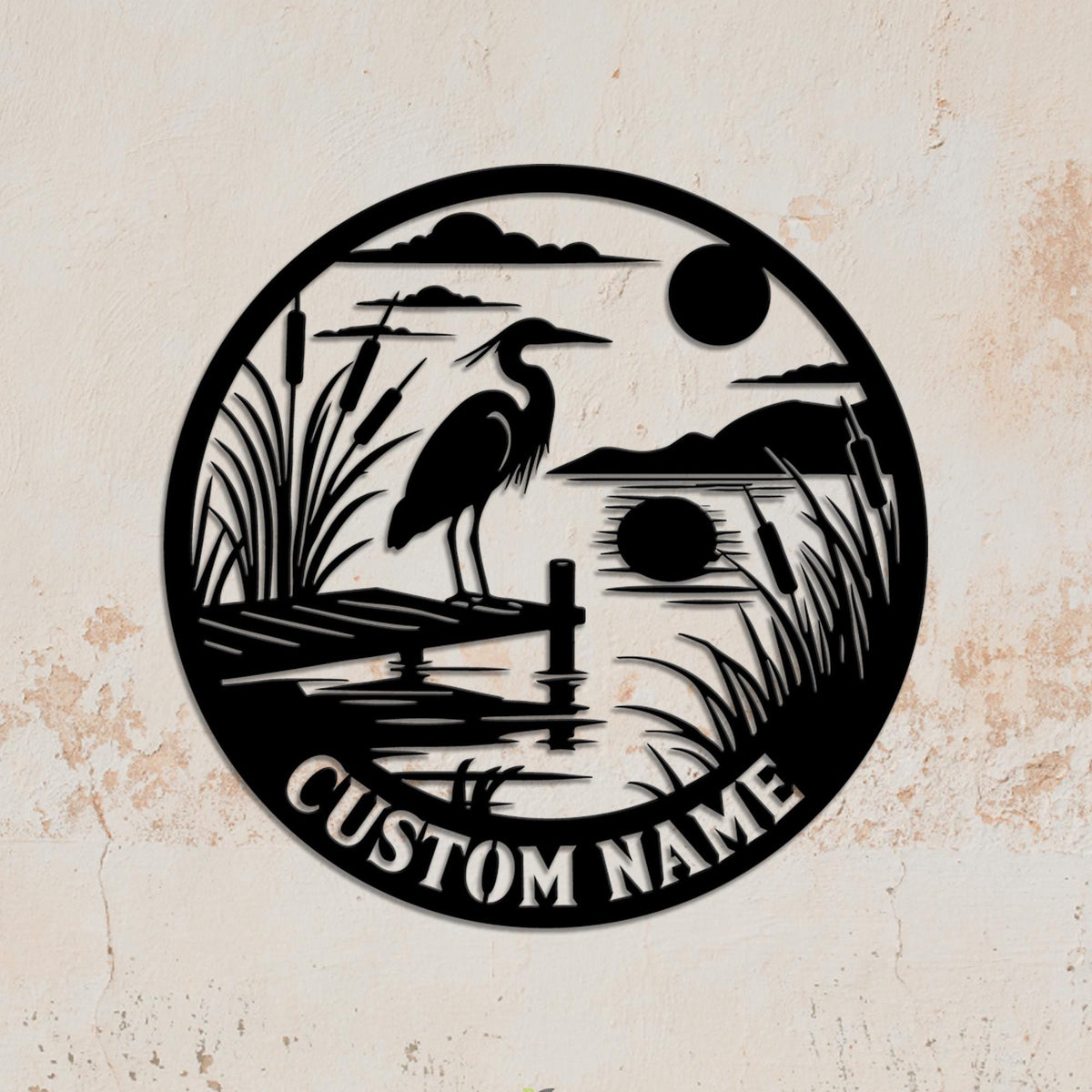 Custom Heron Metal Wall, Personalized Heron Name Sign, Decor For Room, Heron Metal Sign, Gift for dad, Animal Sign, Heron Gift,Birthday Gift