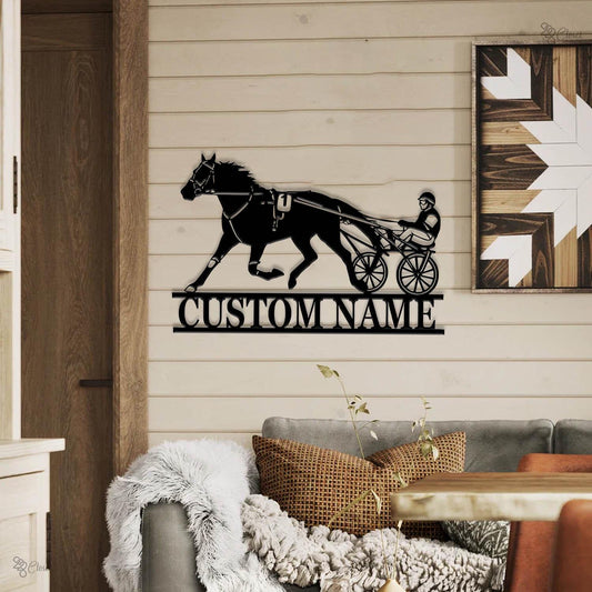 Custom Harness Racing Metal Sign, Personalized Horse Trot Wall, Equestrian Lover Gift, Harness Racer Metal, Equestrian Racing Sign, Dad Gift