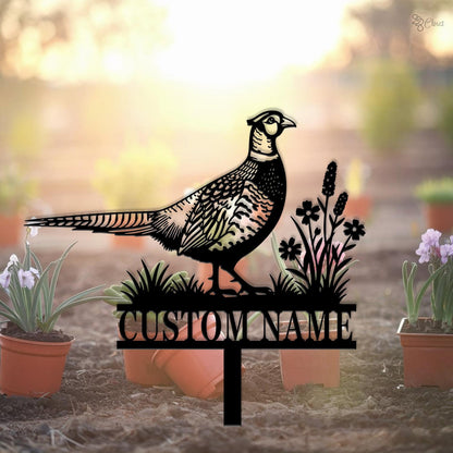 Custom Pheasant Garden Sign, Personalized Yard Decor with Bird, Pheasant Metal Sign, Wildlife Garden Metal, Gift for garden, Wild bird sign