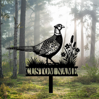 Custom Pheasant Garden Sign, Personalized Yard Decor with Bird, Pheasant Metal Sign, Wildlife Garden Metal, Gift for garden, Wild bird sign