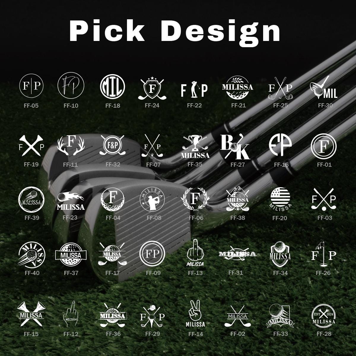 80 Designs, Custom Metal Golf Stamp Set, Custom Golf Gift Kit, Engraved Golf Stamp, Father's Day Gift,Wedding Gift for Best Men
