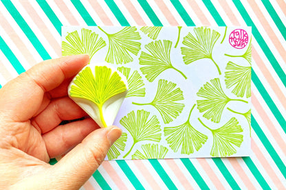 Ginkgo Leaf Rubber Stamp | Hand Carved Stamp | Botanical Design | Style No.3