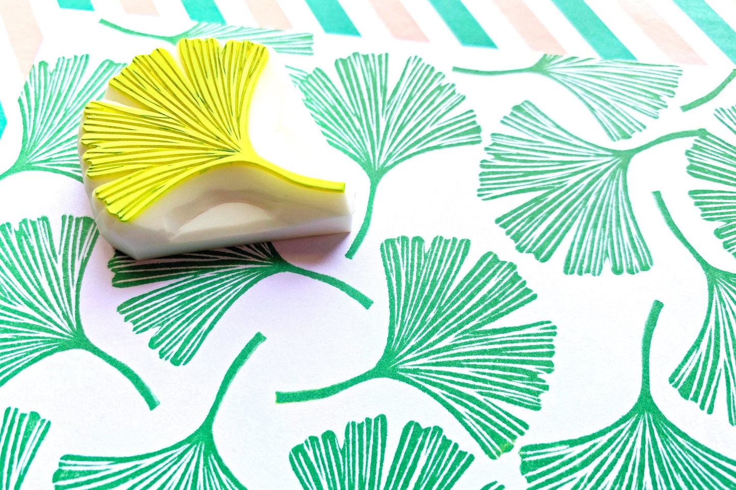 Ginkgo Leaf Rubber Stamp | Hand Carved Stamp | Botanical Design | Style No.3