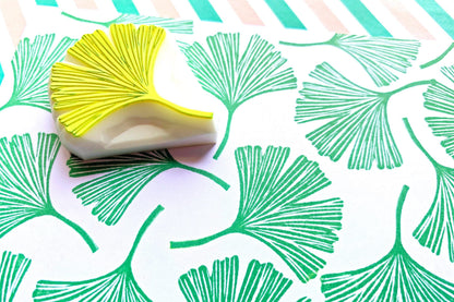 Ginkgo Leaf Rubber Stamp | Hand Carved Stamp | Botanical Design | Style No.3