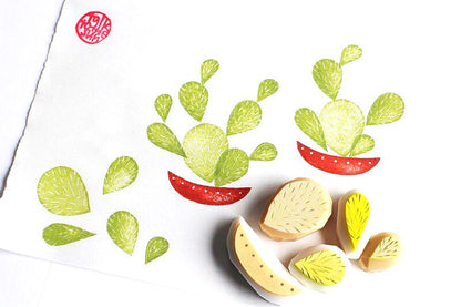 Cactus Rubber Stamp Set | Hand Carved Stamps | Garden Inspired Design | Style No.1
