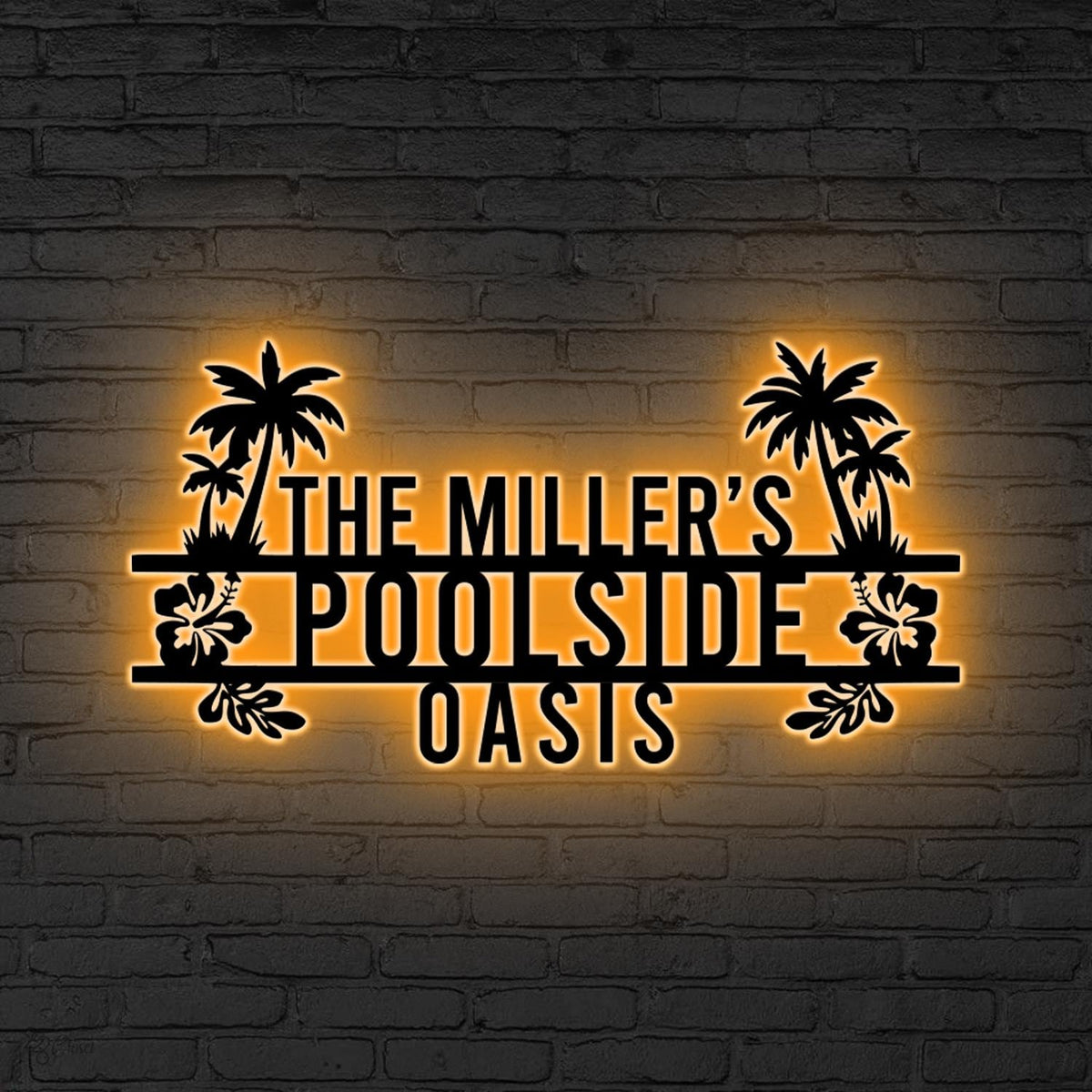 Personalized Backyard Sign LED Light Poolside Metal Sign,Custom Backyard Decor,Sign for Pool, Oasis Sign Patio Decor, Birthday Gift for him