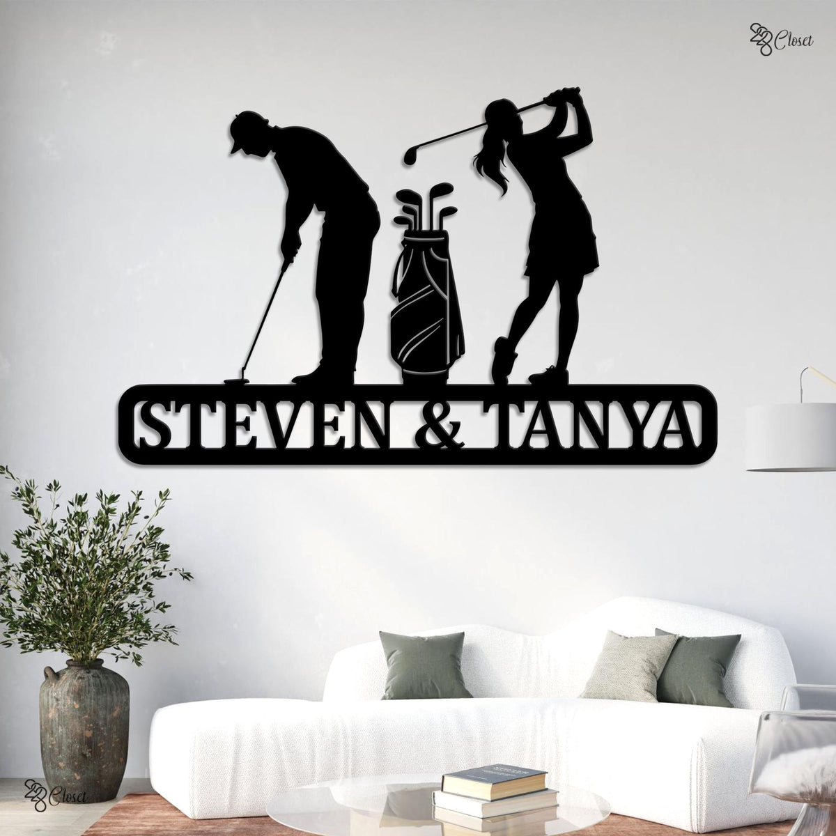 Custom Golf Couple Metal Led Light, Gift for Golf Lovers, Anniversary Gift, Personalized Golf Player Sign, Couple’s Golf Decor, Golf wedding