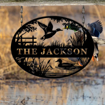 Custom Duck Hunting Sign, Rustic Metal Wildlife Decor, Duck Pond Metal Sign, Waterfowl Metal,  Duck family sign, Gift for hunter,Duck Hunter