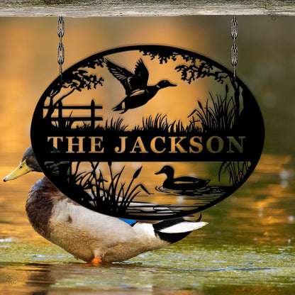 Custom Duck Hunting Sign, Rustic Metal Wildlife Decor, Duck Pond Metal Sign, Waterfowl Metal,  Duck family sign, Gift for hunter,Duck Hunter