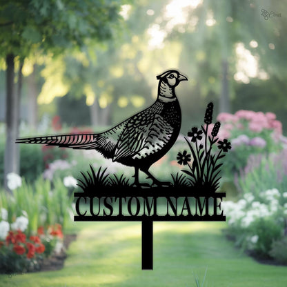 Custom Pheasant Garden Sign, Personalized Yard Decor with Bird, Pheasant Metal Sign, Wildlife Garden Metal, Gift for garden, Wild bird sign