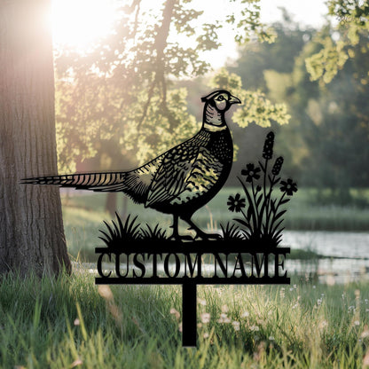 Custom Pheasant Garden Sign, Personalized Yard Decor with Bird, Pheasant Metal Sign, Wildlife Garden Metal, Gift for garden, Wild bird sign