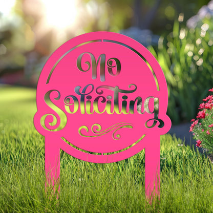 No Soliciting Sign for Yard - Metal Stake for Home Security - Outdoor Entryway Welcome Sign - Charming Lawn Art - Unique Housewarming Gift