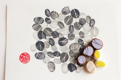 Pebble Rubber Stamp Set | Hand Carved Stamps | Wabi-Sabi Design | Style No.2