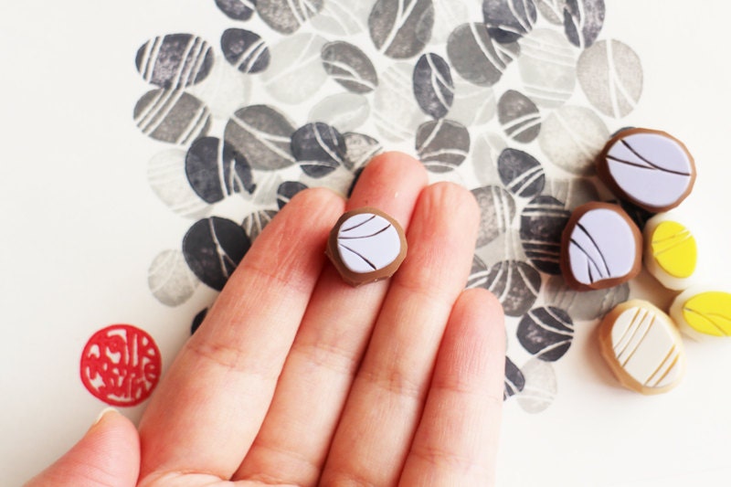 Pebble Rubber Stamp Set | Hand Carved Stamps | Wabi-Sabi Design | Style No.2