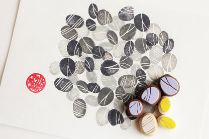 Pebble Rubber Stamp Set | Hand Carved Stamps | Wabi-Sabi Design | Style No.2