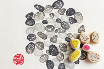 Pebble Rubber Stamp Set | Hand Carved Stamps | Wabi-Sabi Design | Style No.1