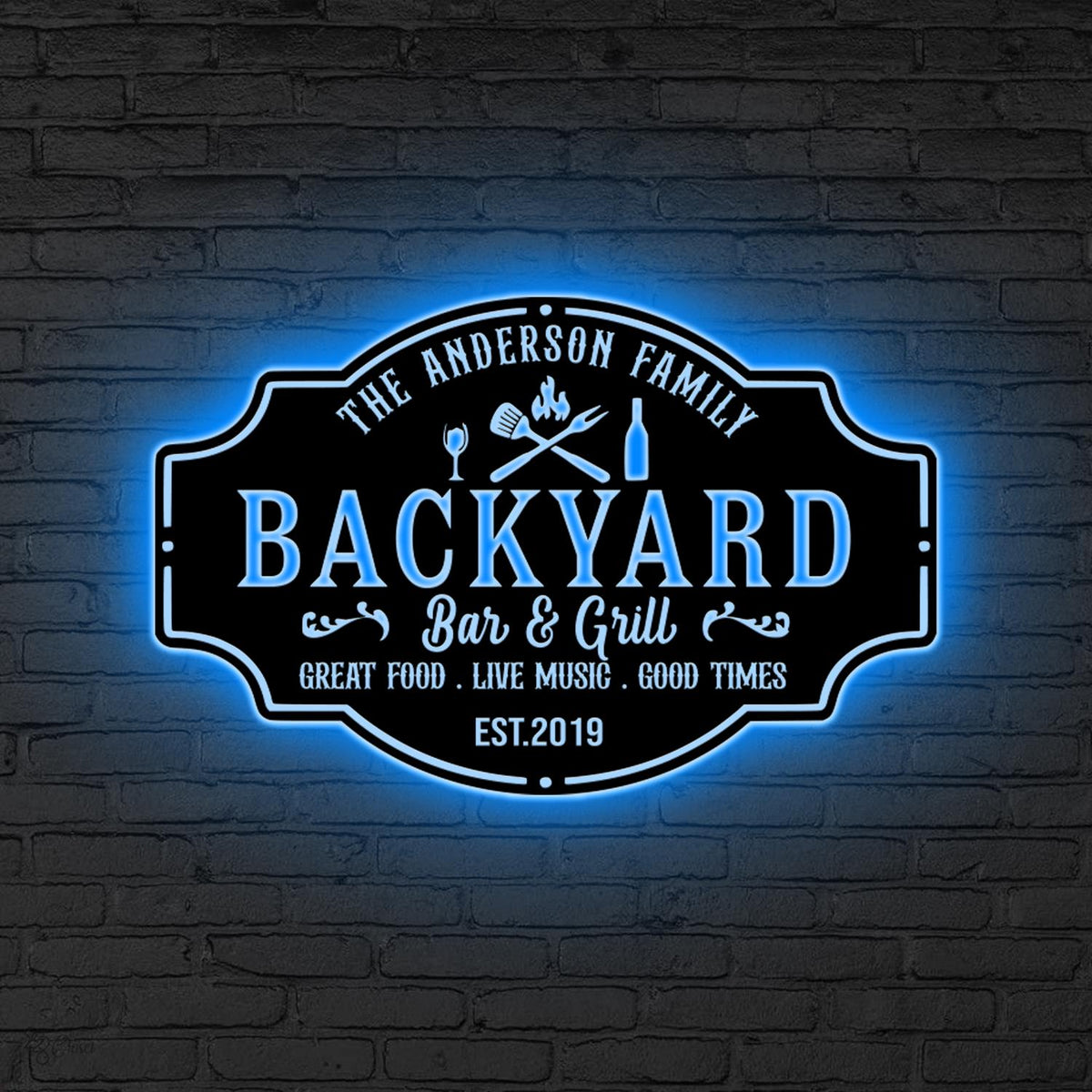 Personalized Backyard Sign LED Light Poolside Metal Sign,Custom Backyard Decor,Sign for Pool, Oasis Sign Patio Decor, Birthday Gift for him