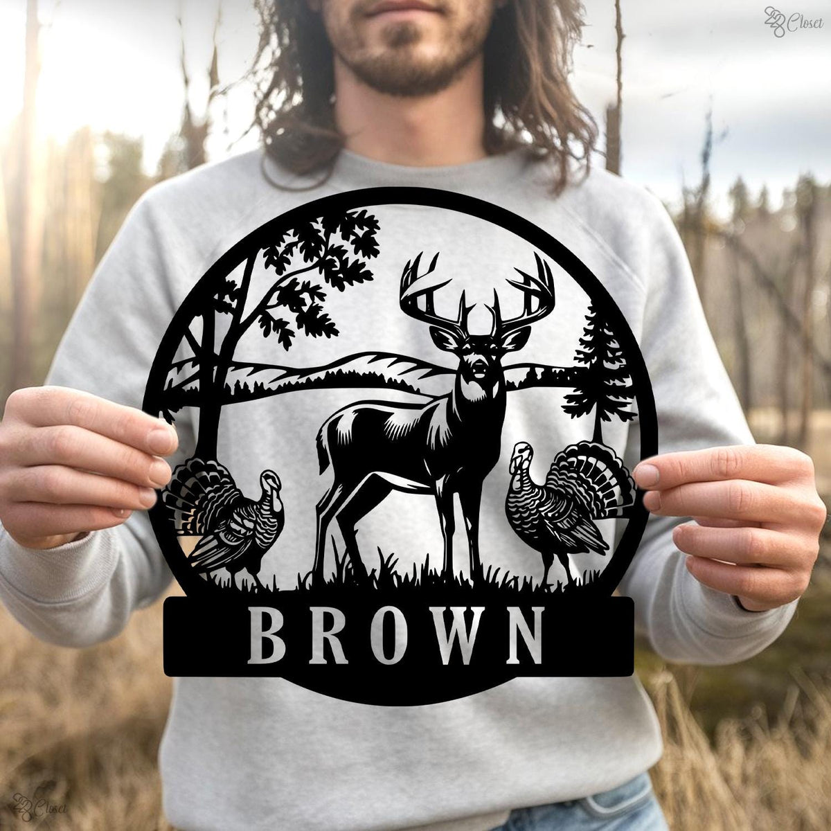 Custom Deer & Turkey Metal Sign, Deer Turkey Name Sign, Wildlife Cabin Metal Sign, Deer and turkey sign, Hunting Lodge Sign, Gift for dad