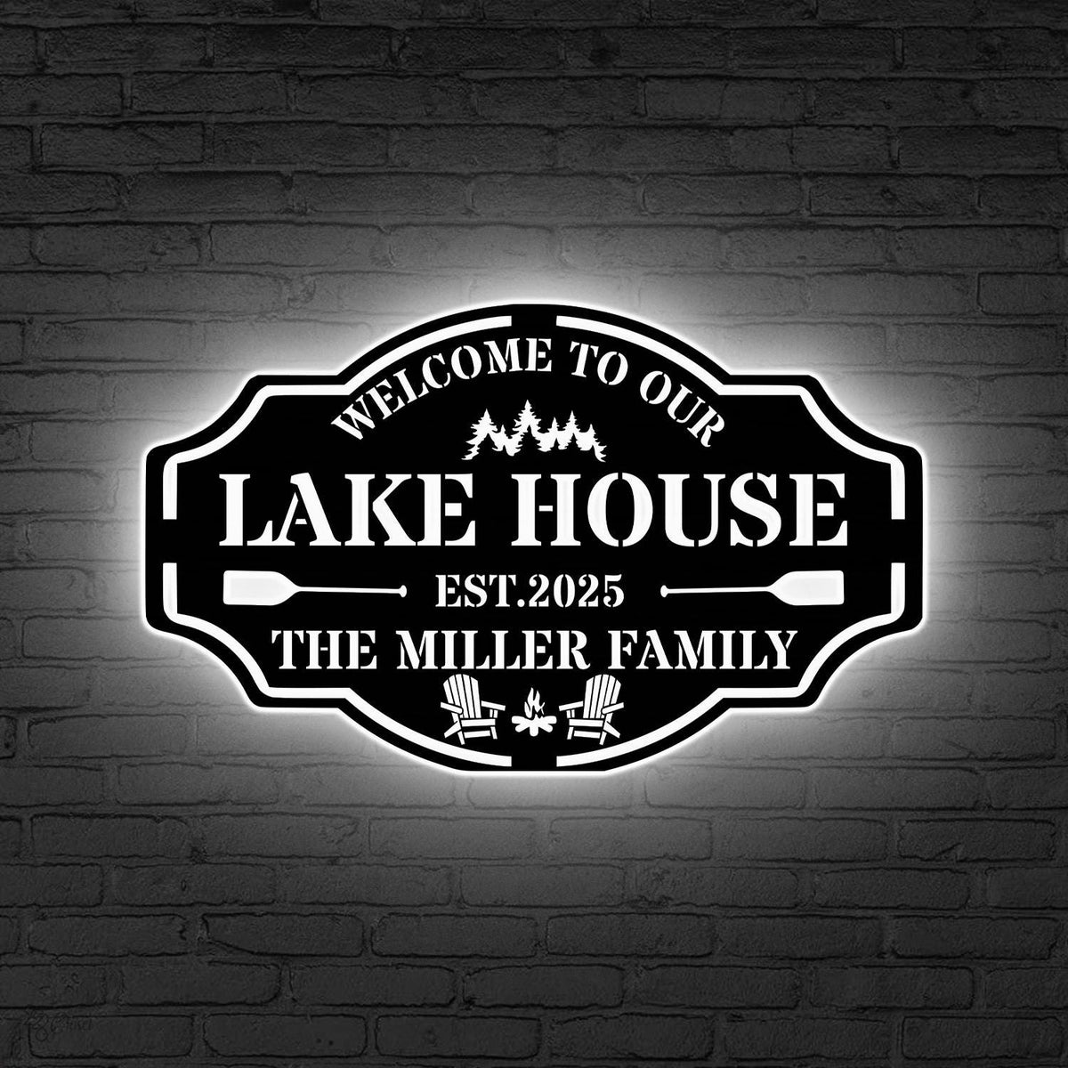 Custom Beach House Sign Led Light, Personalized Coastal Family Sign, Gift for beach, Family Name Sunset Wall, Vacation Home LED, Palm Decor
