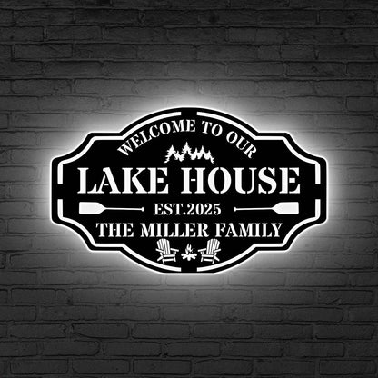Custom Beach House Sign Led Light, Personalized Coastal Family Sign, Gift for beach, Family Name Sunset Wall, Vacation Home LED, Palm Decor