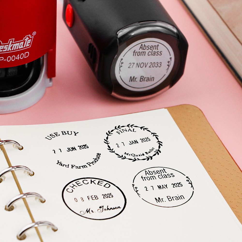 Self-Inking Personalized Date Stamp, Checked by Date Stamps, Teacher Time Saving Text Stamp, Teacher Marking Stamp, Office Resources