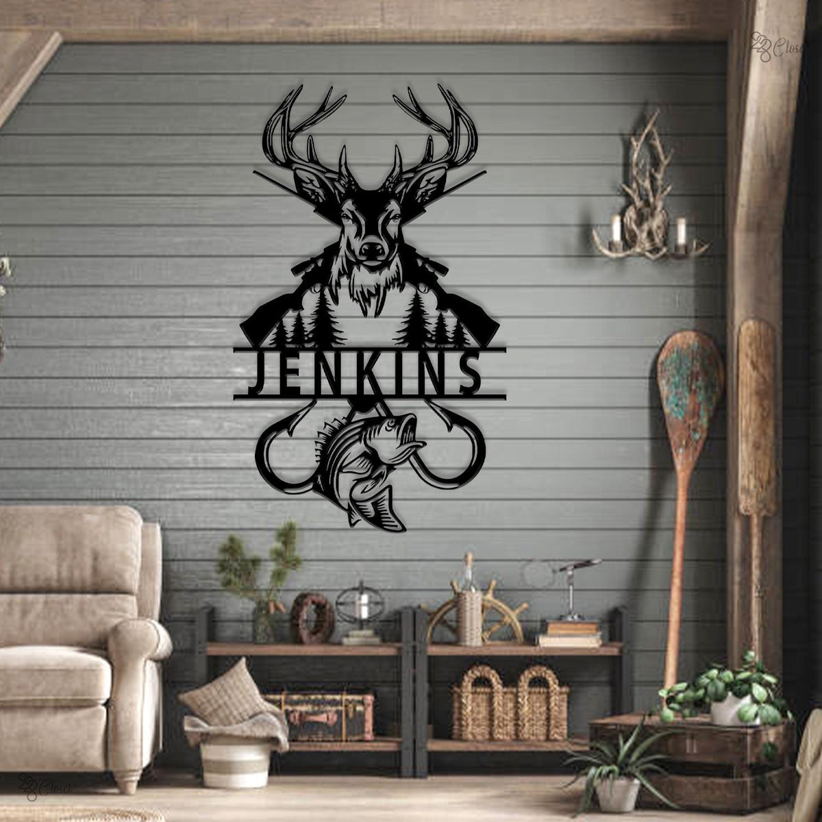 Custom Deer & Turkey Metal Sign, Deer Turkey Name Sign, Wildlife Cabin Metal Sign, Deer and turkey sign, Hunting Lodge Sign, Gift for dad