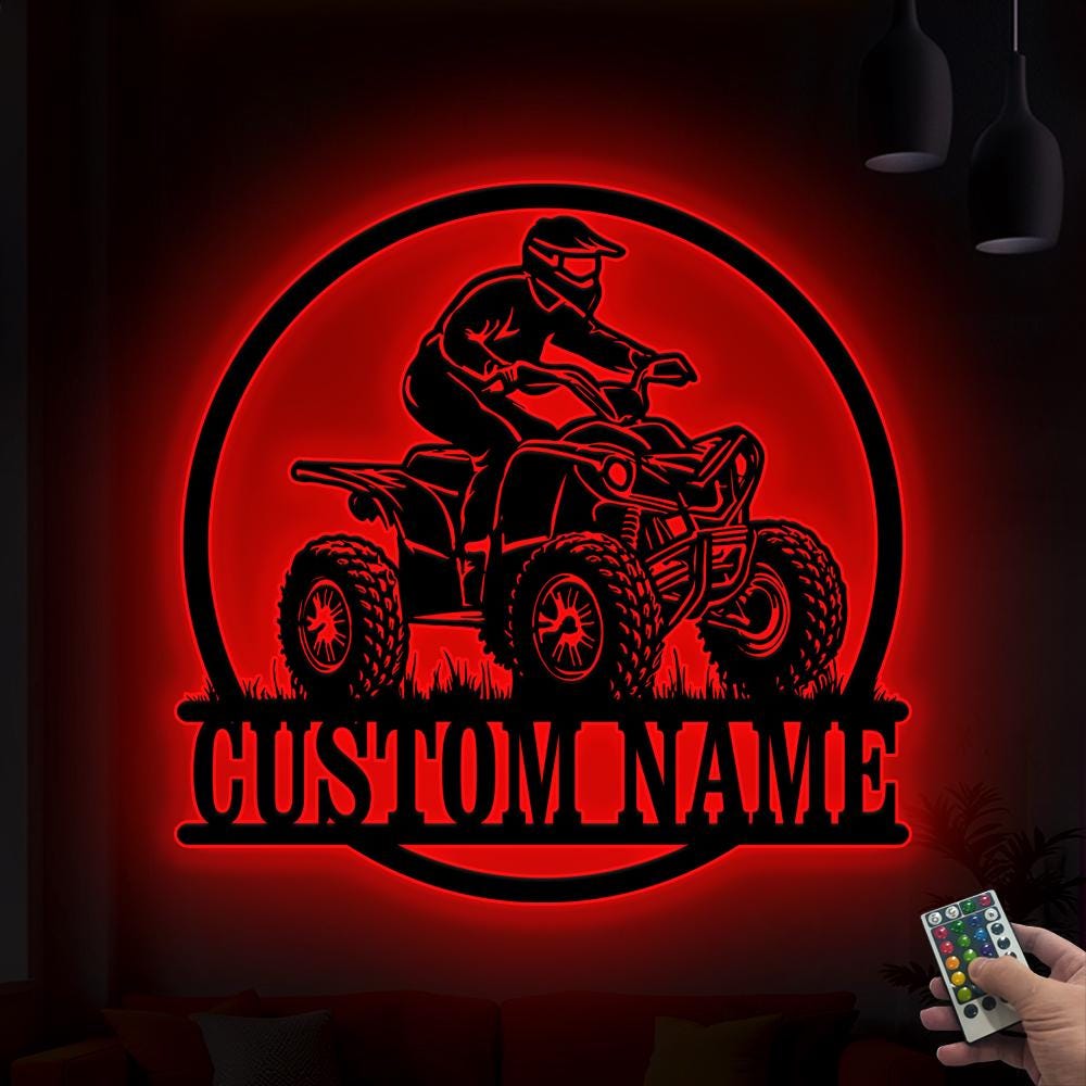 Custom ATV LED Metal Sign, Gift for son, Personalized Quad Bike Rider Light, Off-Road Room Decor, Four Wheeler Neon Sign, Atv lover gift