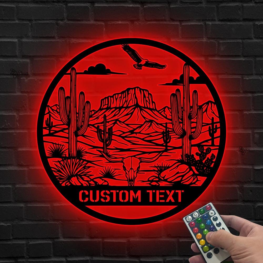 Custom Desert LED Sign, Cactus & Mountain Neon Light Wall, Cactus Mountain LED Sign, Gift for dad, Rustic Desert Neon Sign,  Desert sign