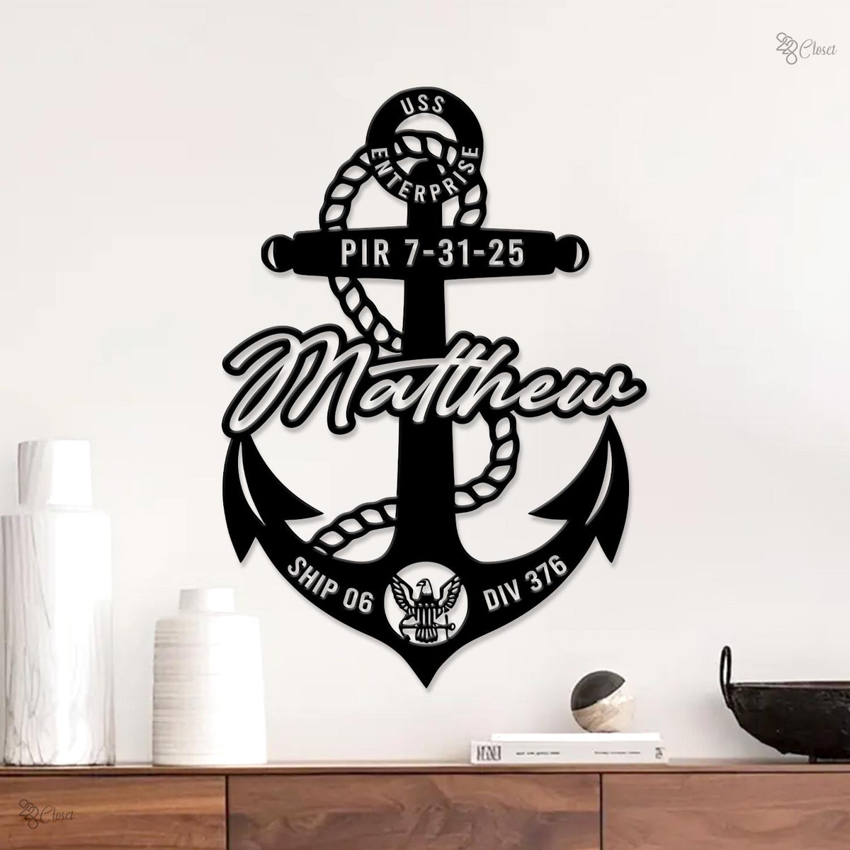 Custom Navy Anchor LED Sign, Personalized Military Wall Light, Gift for dad, Personalized Navy Decor, Gift for Graduation, Sailor Anchor LED