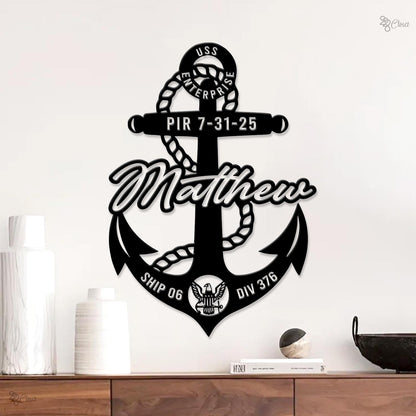 Custom Navy Anchor LED Sign, Personalized Military Wall Light, Gift for dad, Personalized Navy Decor, Gift for Graduation, Sailor Anchor LED